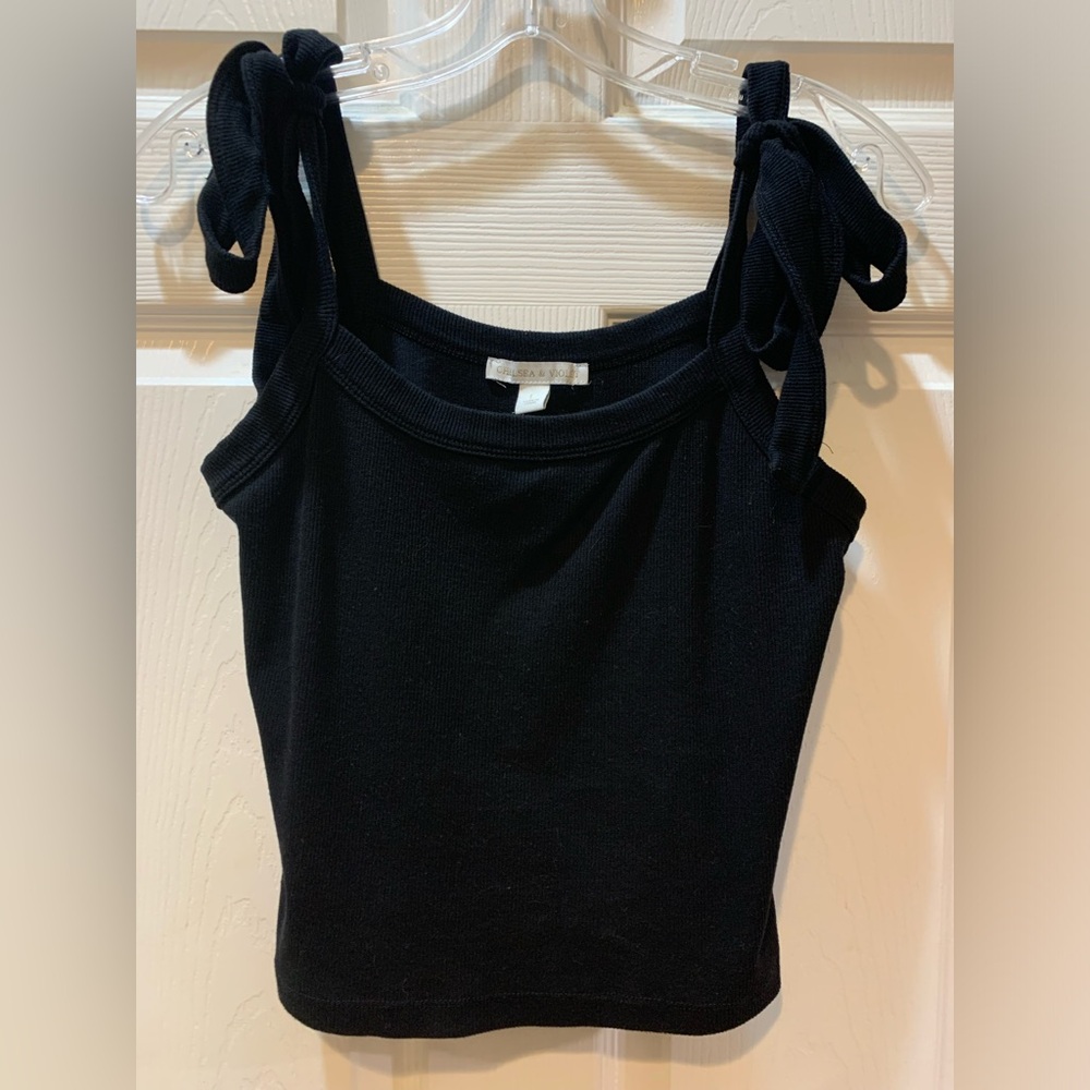 Chelsea & Violet Elegant Black Tie-Strap top